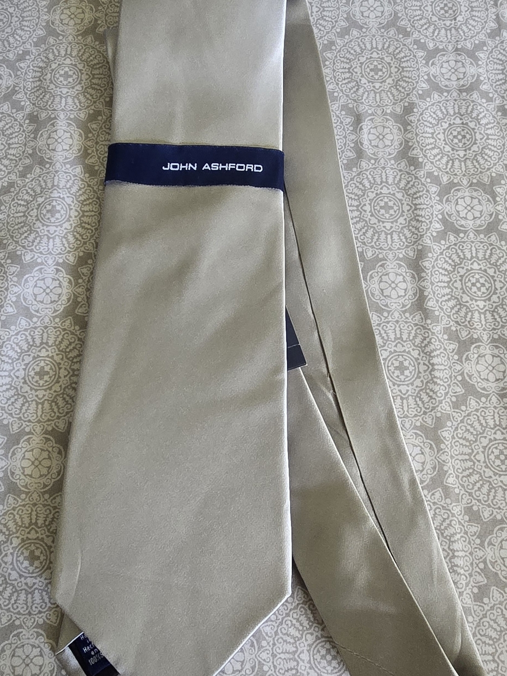 Oxford Men's Solid Light Beige Dress Tie by John Ashford